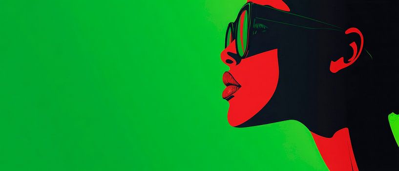 Frau im Profil mit Sonnenbrille und Farben von Poster Art Shop