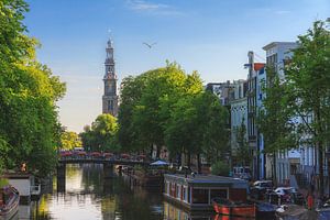 Prinsengracht Amsterdam met Westerkerk van Dennis van de Water