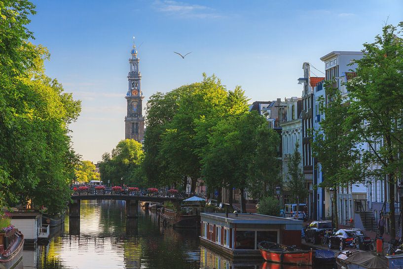 Prinsengracht Amsterdam met Westerkerk von Dennis van de Water