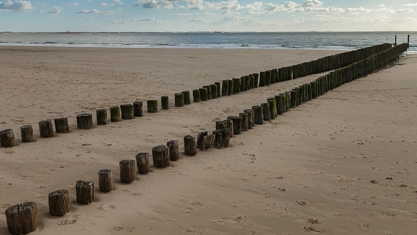 Breakwaters on the Beach at Flushing Zeeland by Menno Schaefer