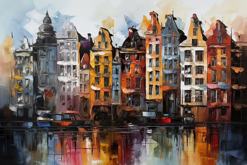 Amsterdam geschilderd abstract van ARTEO Schilderijen