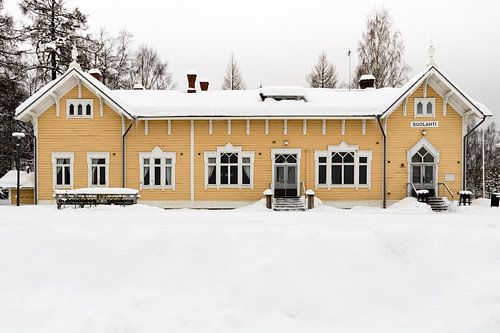 Treinstation in de winter