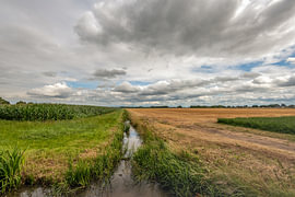 Ciel nuageux au-dessus d'un paysage de polders près de Lage Zwaluwe sur Ruud Morijn