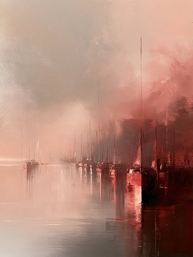 Misty Harbor baigné dans la lumière rose