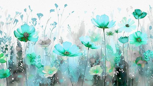 Peinture spéciale d'un champ de coquelicots