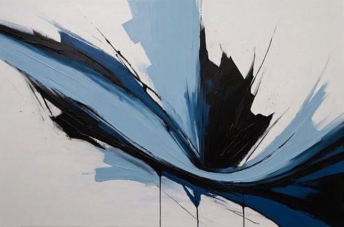 Minimalistische scene van blauw en zwart