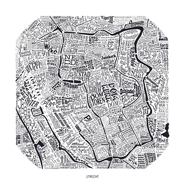 Utrecht als dé leukste plattegrond met alle bekende plekjes! van Vol van Kleur