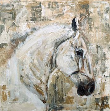 ein abstraktes Bild eines Pferdes von Mieke Daenen