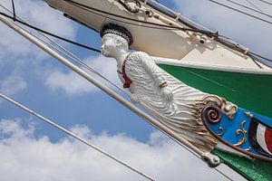 Galionsfigur des Segelschiffes Rickmer Rickmers, Hamburg, Deutschland, Europa
