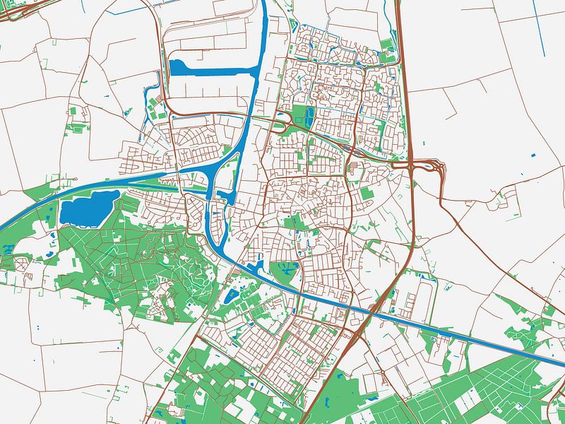 Map of Oosterhout in the style Urban Ivory by De Kaartenwinkel