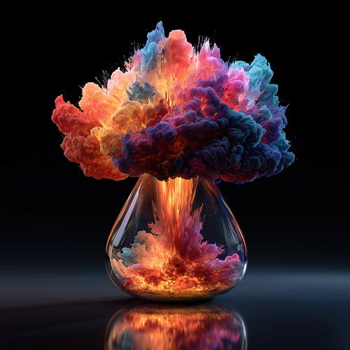 Une explosion de couleurs dans un vase en verre