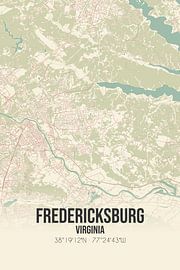 Vintage landkaart van Fredericksburg (Virginia), USA. van Stad & Wand