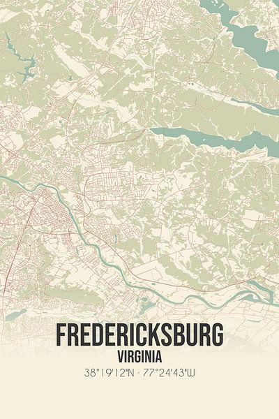 Vintage map of Fredericksburg (Virginia), USA. by Prints of Place