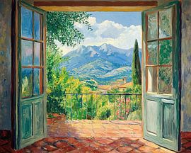 Blick Berge | Balkon Blick von Blickfänger Gemälde