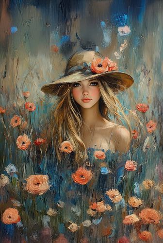 vrouw met bloemen metropolitan