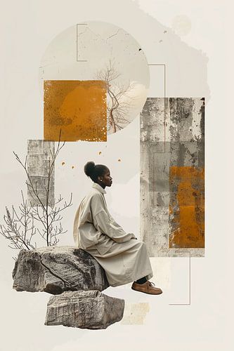 Vrouw in de abstracte rotsen