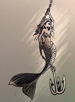 Brown and taupe shades - mermaid with chain by Emiel de Lange