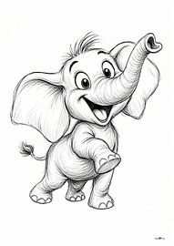 Petit dessin d'un éléphant sur Gelissen Artworks