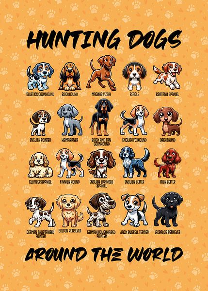 Aperçu des chiens de chasse du monde entier par Pixelbull Design