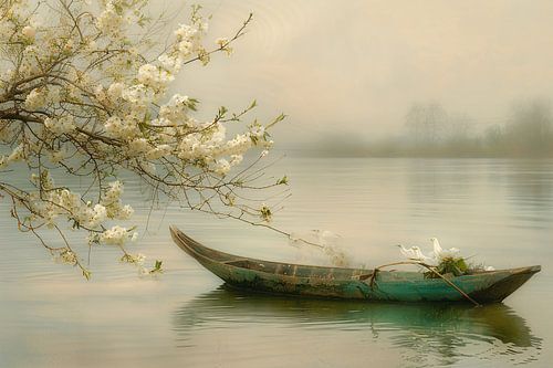 Impressionistische waterlelies in vijver