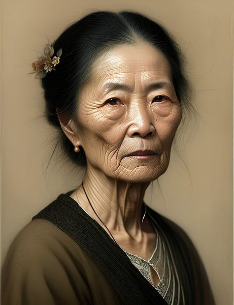 Porträt einer alten chinesischen Frau von Henk van Holten