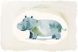 Niedliches Aquarell Nilpferd Malerei von Art & Soul Creations