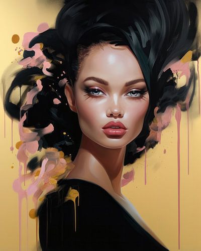 Colourful, modern and abstract portrait by Carla Van Iersel