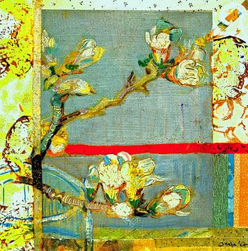 Bloeiend amandeltakje. Inspiratie Vincent van Gogh. (2) van Ineke de Rijk
