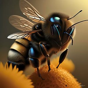 une abeille sur une fleur sur Gelissen Artworks