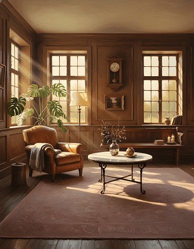 Een warme gloed in de rustieke woonkamer