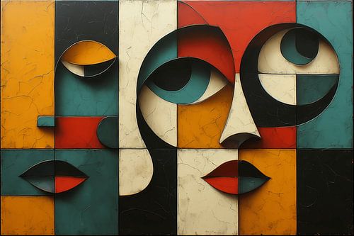 Modern Cubist Faces — Geometric Abstract Portrait Art