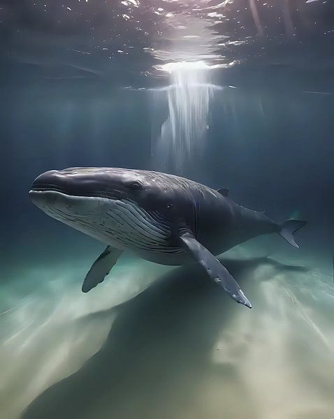 Walvis in een gouden gloed van Jean Pierre