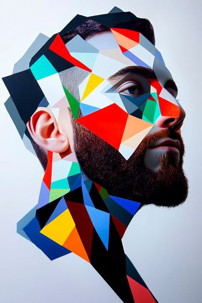 Kunstvolle Gesichtsgeometrie in Farbe von Poster Art Shop