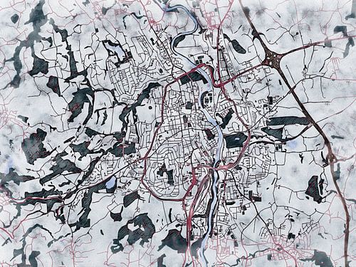 Kaart van Kempten in de stijl 'White Winter'