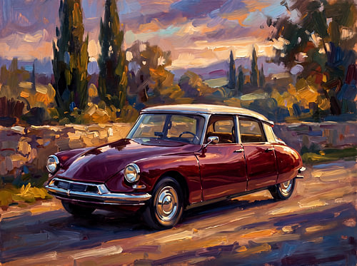 Citroen DS 19 on a Golden Country Road