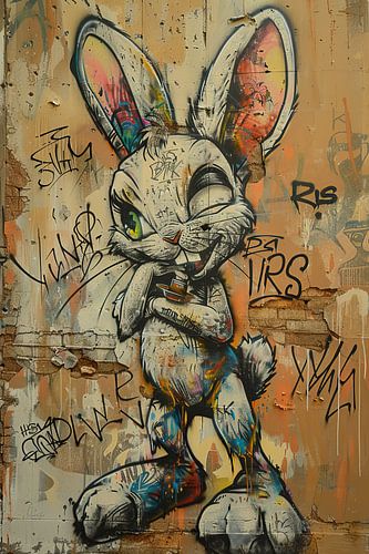 Graffiti Konijn | Whiskered Wall Warrior