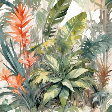 Midden in de jungle - exotische aquarelbotanie van Wolfsee