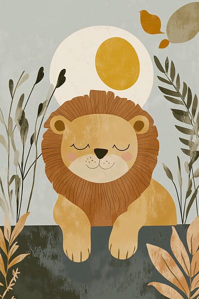 Cute lion with plants by Imperial Art House