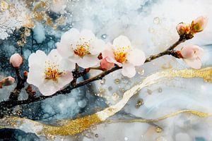 Kirschblüten mit goldener Eleganz