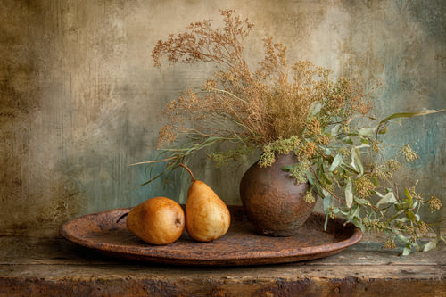 Gouden Peren - Rustig Schilderij Aardetinten