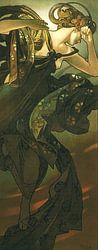 La lune et les étoiles : L'étoile du soir - Peinture Art Nouveau Mucha Art Nouveau