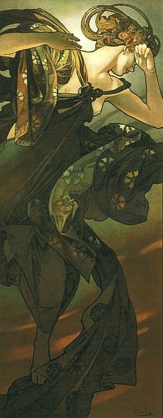 Der Mond und die Sterne, Der Abendstern, Jugendstil Gemälde Mucha von Alphonse Mucha