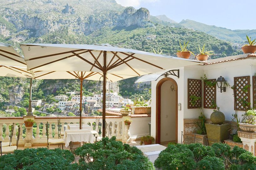 Scenic Terrace Café in Positano - Travel Photography in Italy by Carolina Reina Photography