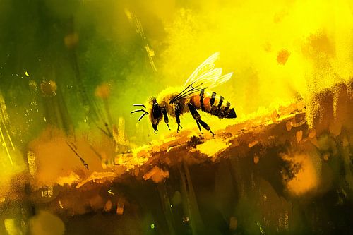 Bij op zonovergoten bloem