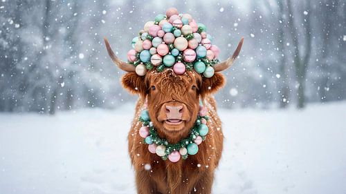 Schotse Hooglander met kerst...