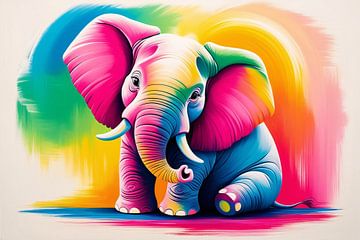 Kleurrijke psychedelische olifant van Imperial Art House