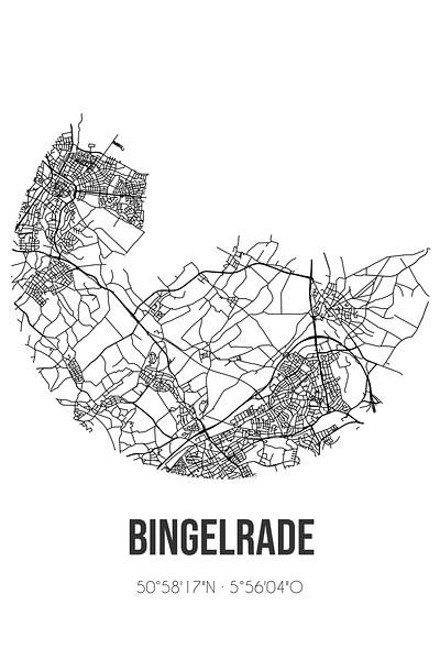 Bingelrade (Limburg) | Map | Black and white by Prints of Place