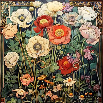 Veldbloemen compositie muurkunst