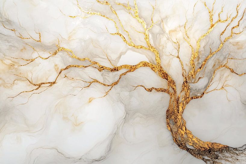 Goldener Baum auf hellem Hintergrund von Art & Soul Creations