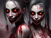 Twee demonische vrouwen met opgloeiende ogen van Retrotimes thumbnail